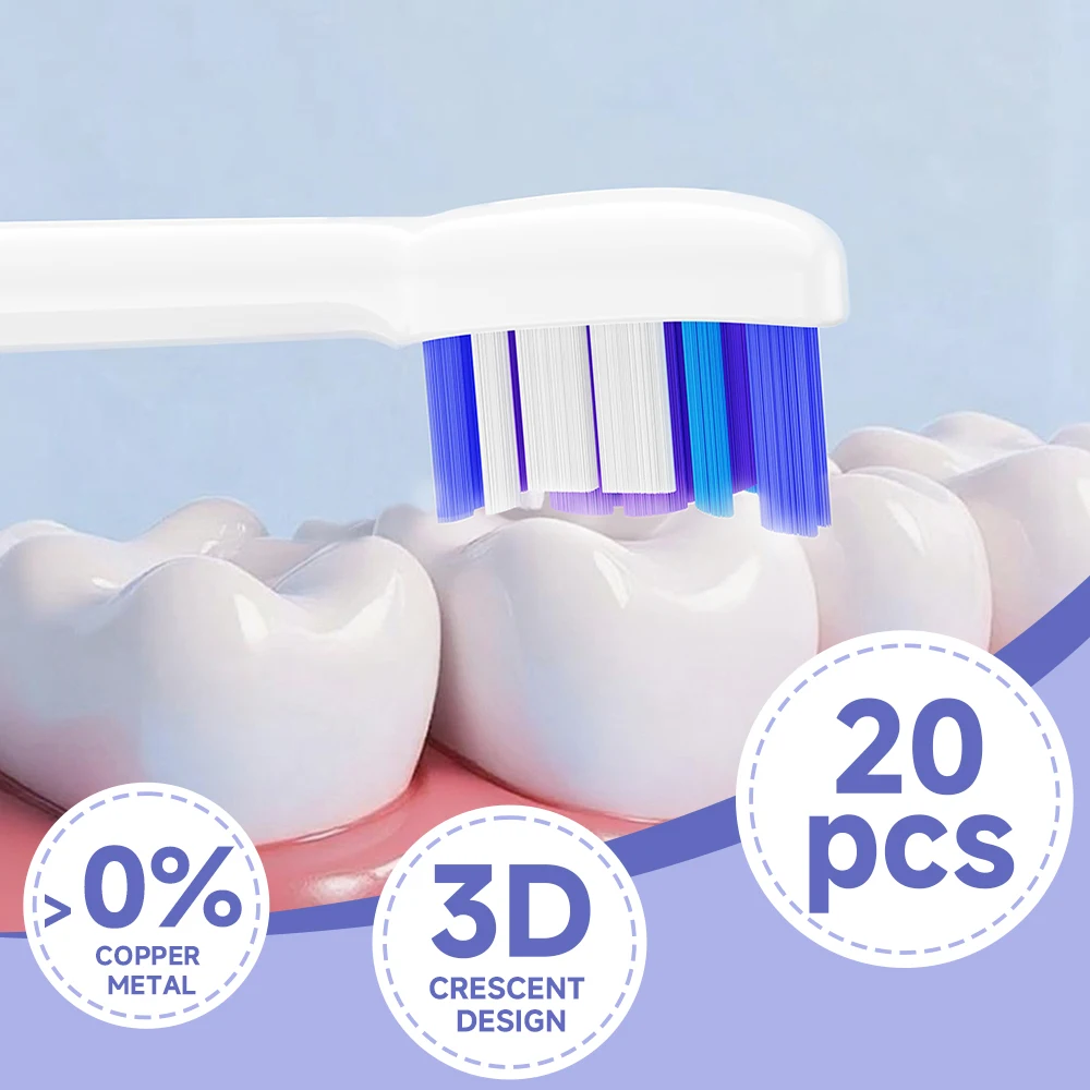 

20 сменных насадок для зубных щеток, совместимых с перезаряжаемыми зубными щетками Philips One Series Sonicare HX5/HX6/HX7/HX8HX9