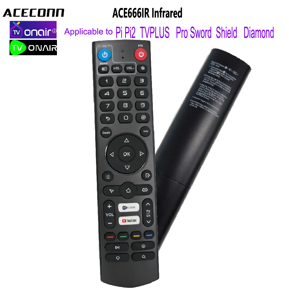 Remote Control for Pi,TVPlus Pro,Sword,Shield,Diamond ACECONN Sword IPTV Box TV Plus Pro TV Box Android & Linux Streaming Box