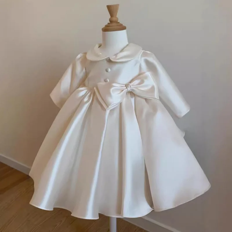 Long-Sleeve Flower Girl Wedding Dress Princess Gown 2026 Girls' New Stage Birthday Party Dress Spring One-Year-Old