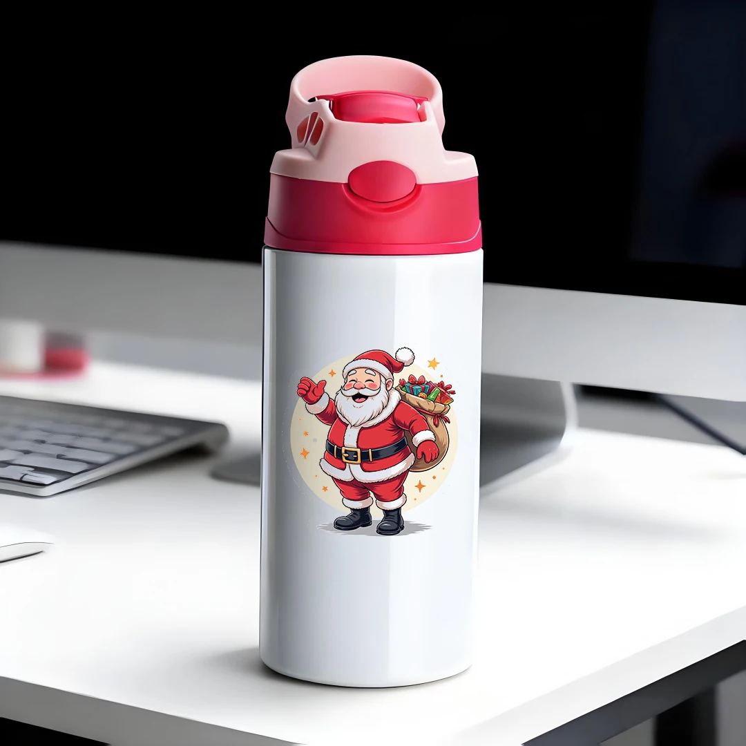 

304 Stainless Steel Insulated Cup + Cartoon Santa Claus Straw Cup Kids Insulated Cup Christmas Gift Set