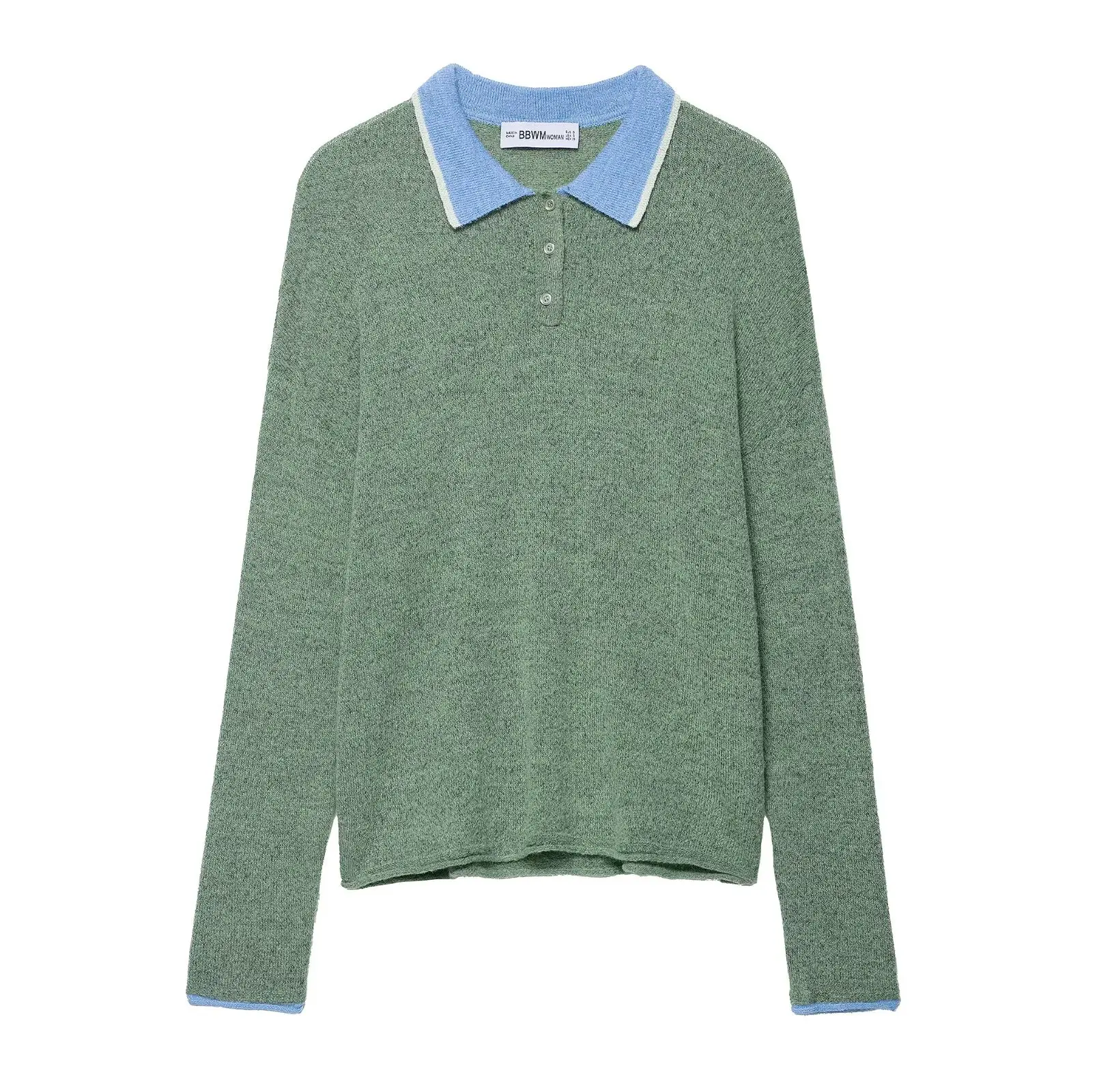 

Women's Pullover Sweater 2025 Fall New Arrival Women's Fashion Trendy Patchwork Knit Polo Shirt