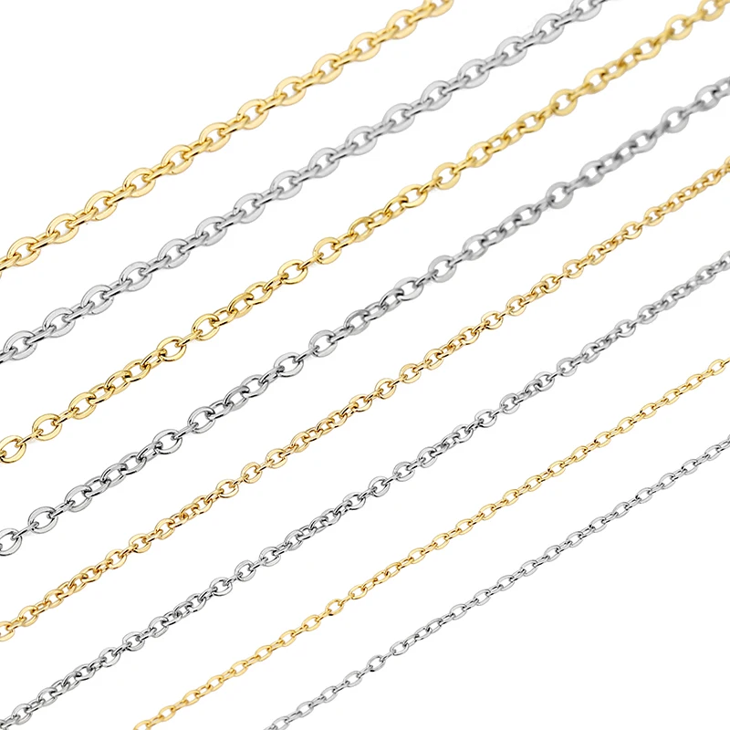 5 Meter Edelstahl-Gliederketten Bulk Lot 1 1,5 2 2,5 mm goldfarbene Halskettenketten für DIY-Armbandzubehör Schmuckherstellung