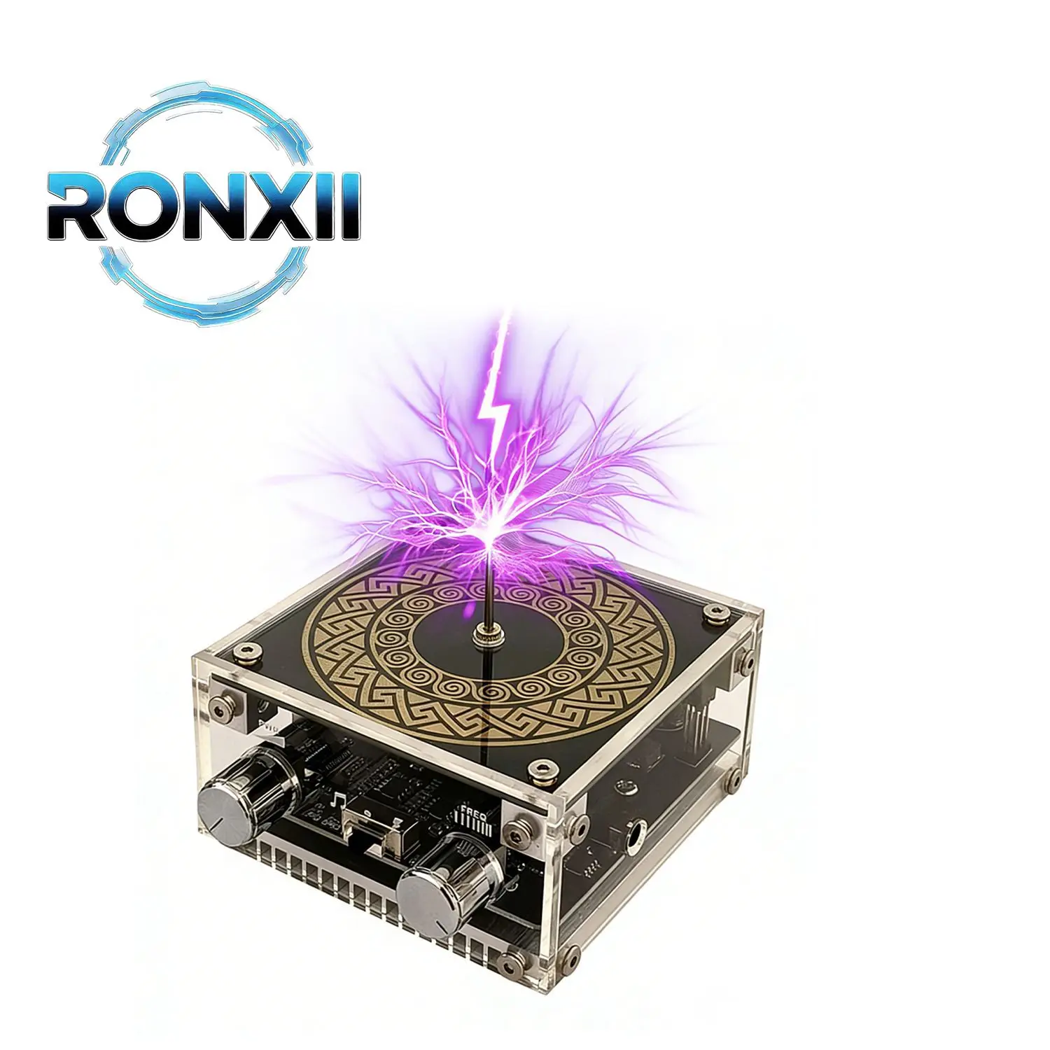 RONXII MTC Dual-Mode Music Tesla Coil Touch Artificial Lightning Bluetooth 5.1 Decoder Integrated Colorful RGB Lighting