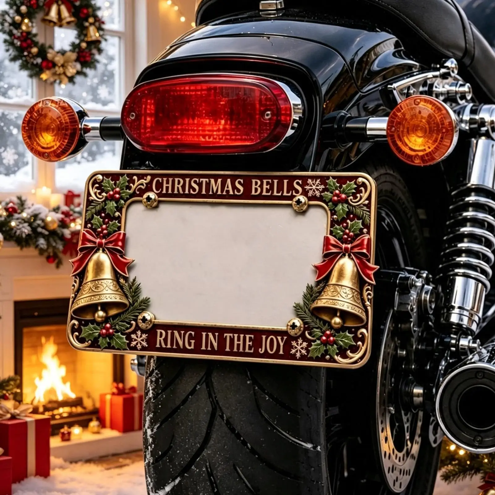 Motorcycle License Plate Frame Christmas Motorbike Tag Parts Motorbike Tag Cover Holder for Riders Modifiers Motor Decor