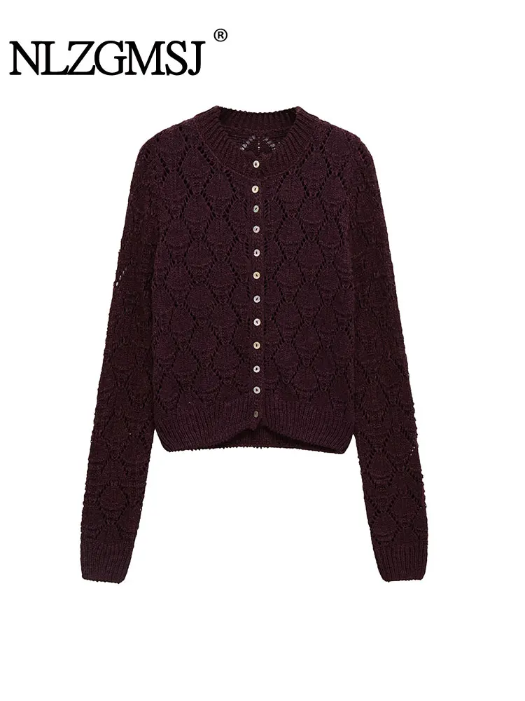 TFAFXY 2025 Damski Kardigan Dzianinowy Nowa Moda Swetry z Siateczki Płaszcz Damski Casual Elegancki Jednorzędowy Płaszcz ﻿ ﻿ ﻿ ﻿