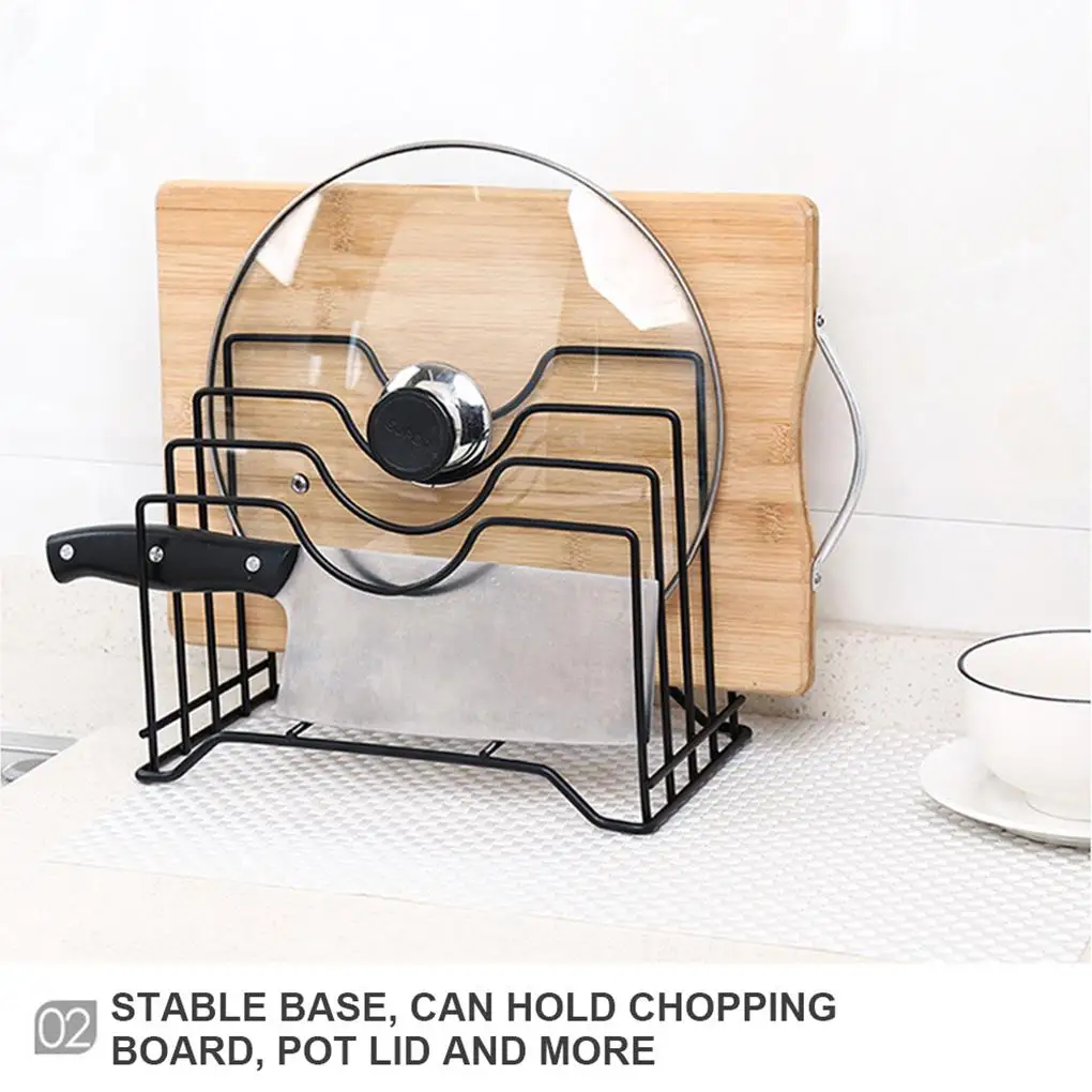 Kitchen Storage Rack Chopping Board Pot Lid Holder Table Top Storage Shelf