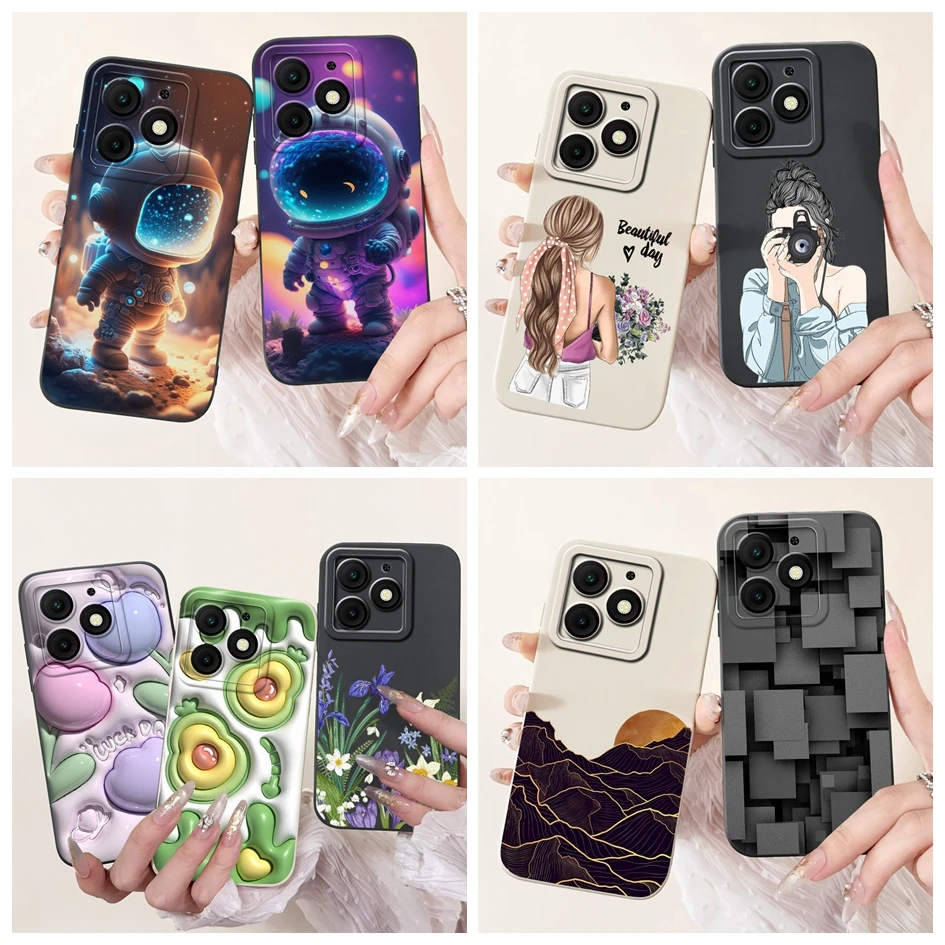 For Itel A50 Case 6.6 inch Popular Flower Girls Painted Coque Soft Silicone Back Protective Cover on Itel A50 4G A 50 2024 Funda