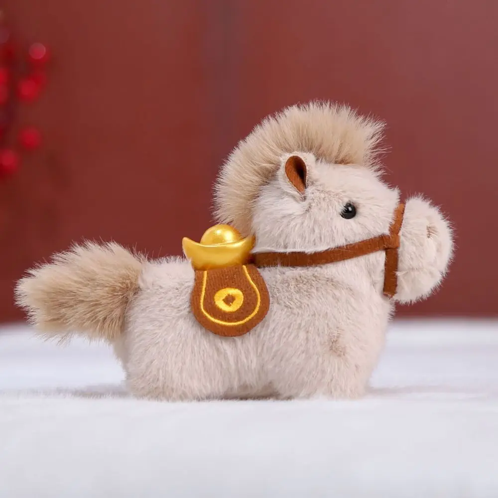 Adorabile ciondolo pony creativo Yuanbao Portachiavi con animali di peluche carini Portachiavi con cavallo di buona fortuna Kawaii Anno del cavallo