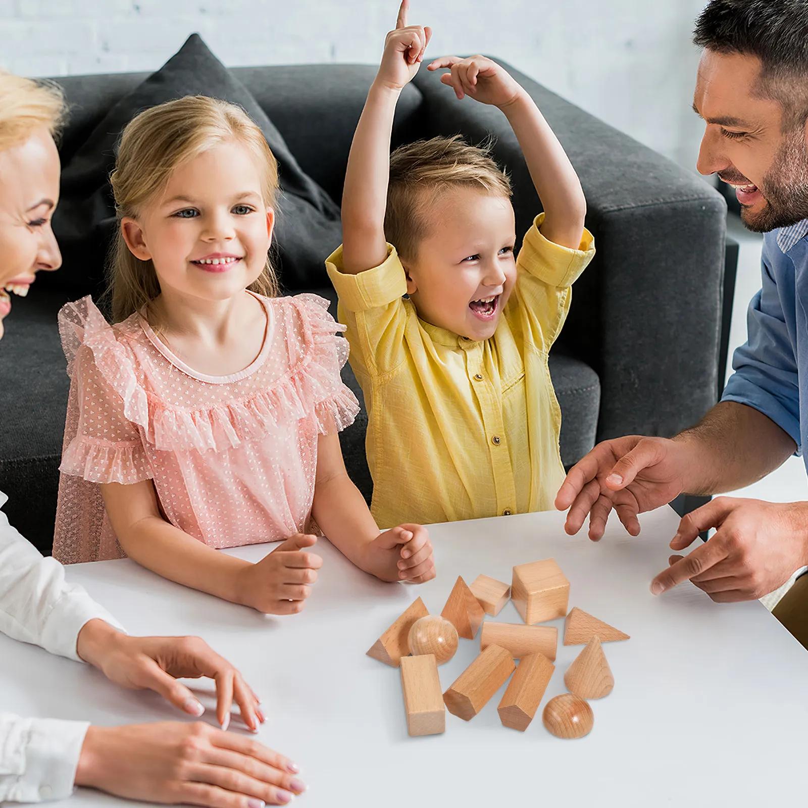 

1Sets Geometric Solids Wooden Building Set for Toddlers Preschoolers Shape Recognition Stacking Learning Development