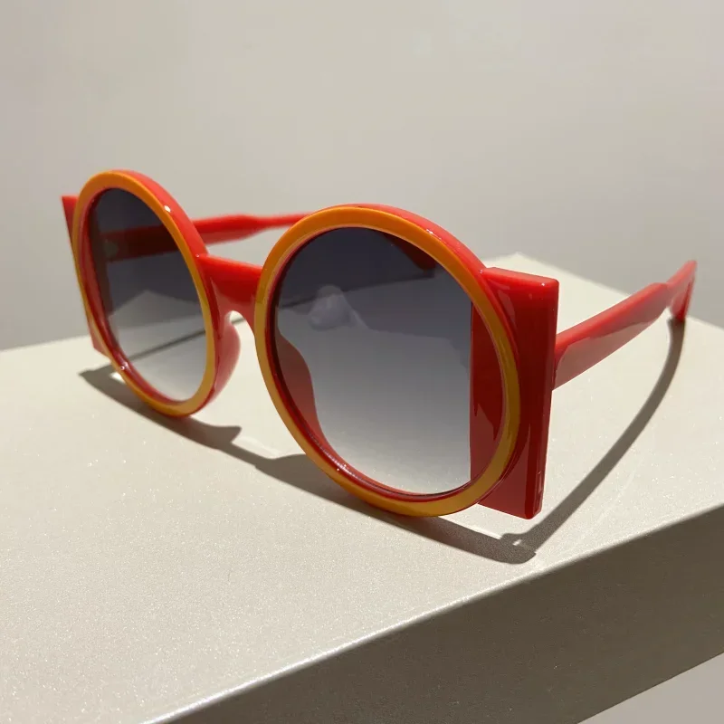 Runde Sonnenbrille Mode Strand Retro Trend Sonnenbrille UV400 Reise Straße Foto Urlaub Party Brille – Detail 6