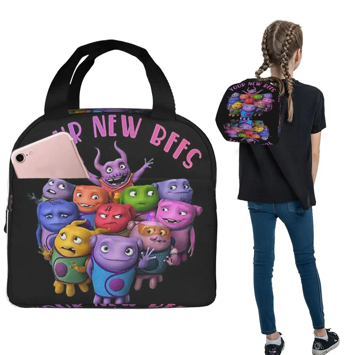 

Your New BFFS Are Here Oh The Boov Insulated Lunch Bag for Women Children Leakproof Food Boxes Thermal Lunch Box Tote