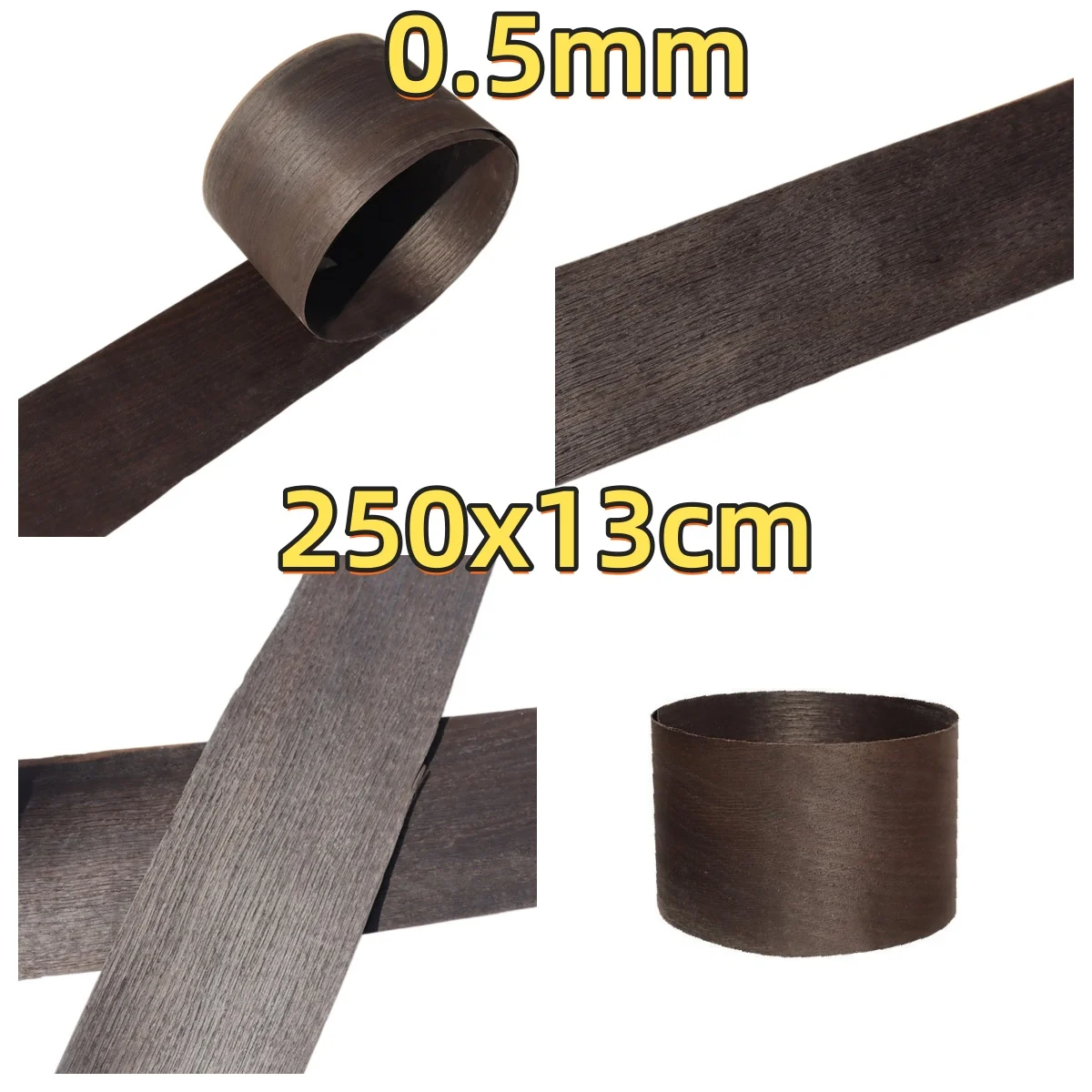 

Natural Smoked Oak Veneer, 0.5mm, 250x13cm, For Display Table Surface Veneering & Column Wrapping.