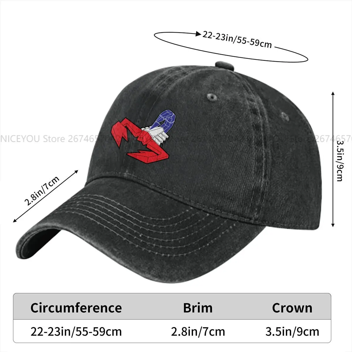 Washed Men's Baseball Cap RED White and BLUE Trucker Snapback Caps Dad Hat Abarth Scorpion Golf Hats