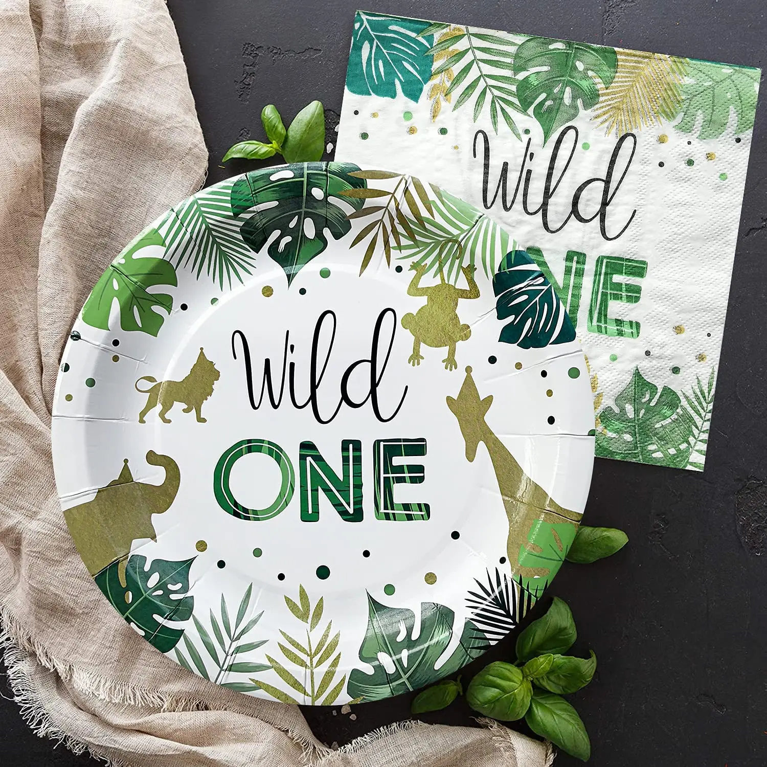 Tropical Jungle Safari Wild One Party Supplies Happy Birthday Newborn Baby Birthday Party Photozone Family Shoot Photography