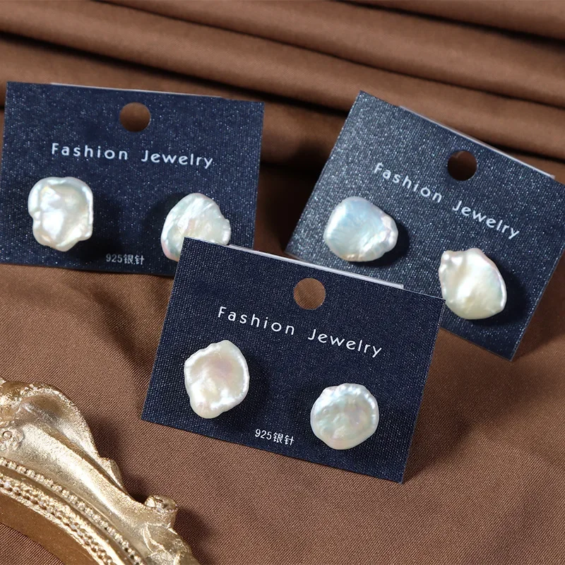 11-12mm Irregular Flower Baroque Pearl Earrings for Women Jewelry 925 Sterling Silver Natural Freshwater Pearl Ear Stud Earrings