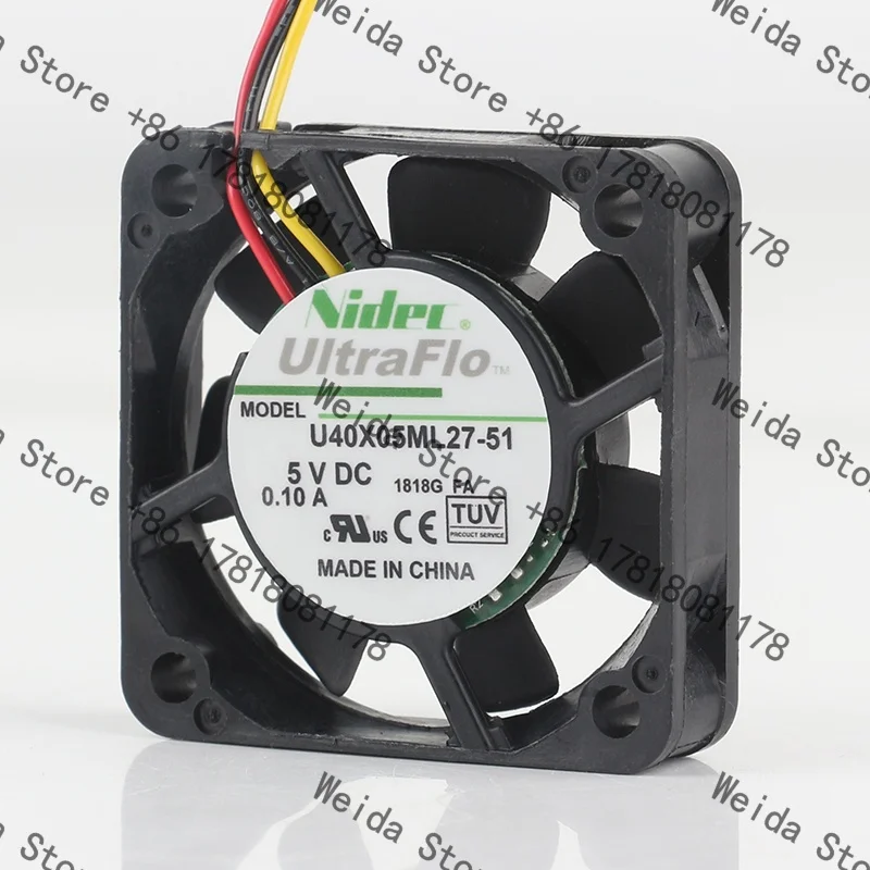 Original Japan Nidec 12V 24V 48V AC EC ultra quiet USB 4010 4CM 40X40X10MM small three-wire U40X05ML27-51 cooling fan DC5V 0.10A