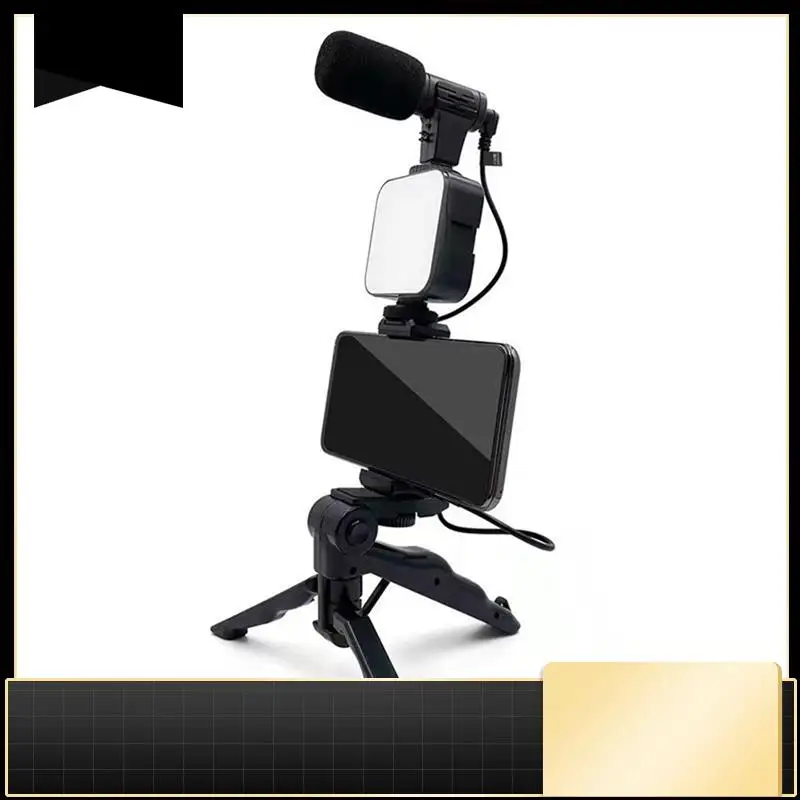 

Mobile Phone Tripod Kit With Microphone LED Fill Vlog Video Making Kit For Live Recording Selfie Study-N33R