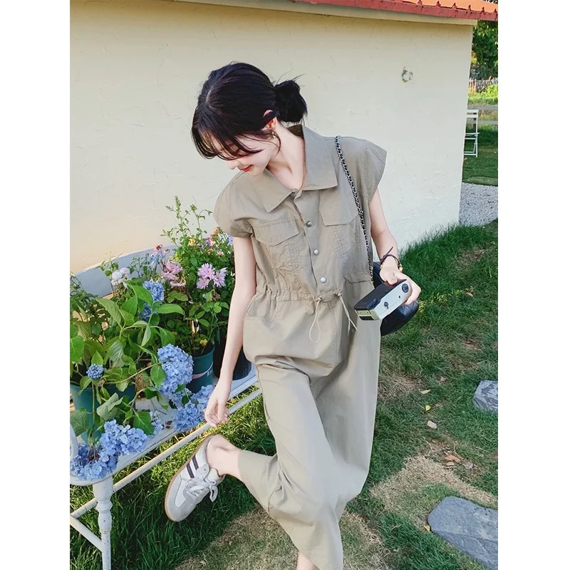

plus Size Workwear Dress Sweet Cool Style Women's Summer Waist Cinching Slimming High Waist A-Line Long Skirt Korean Style