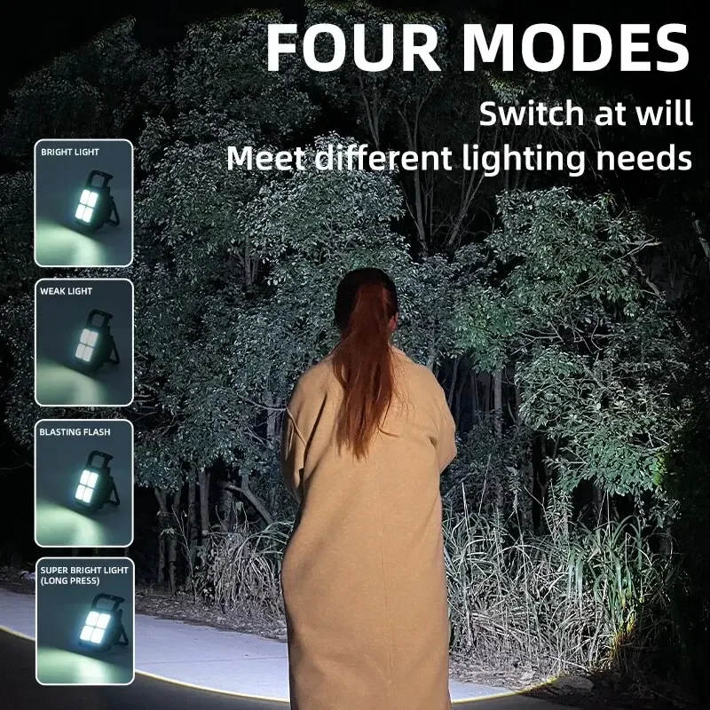 Outdoor Strong Light Multifunctional Portable Light Mini Flashlight Keychain Light Rechargeable Magnetic Camping LED Lights