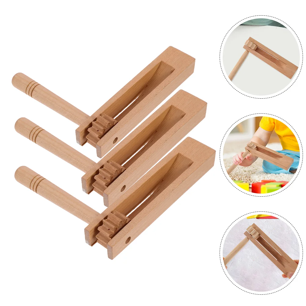 

3 Pcs Clapper Soundboard Percussion Instrument Wooden Castanet Long Handle for Kids Educational Musical Child