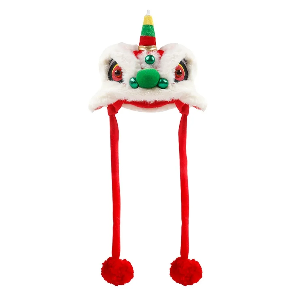Adjustable Chinese Style Pet Lion Hat Warm Soft and Comfortable Dog Lion Dance Hat Celebration Pet Hat