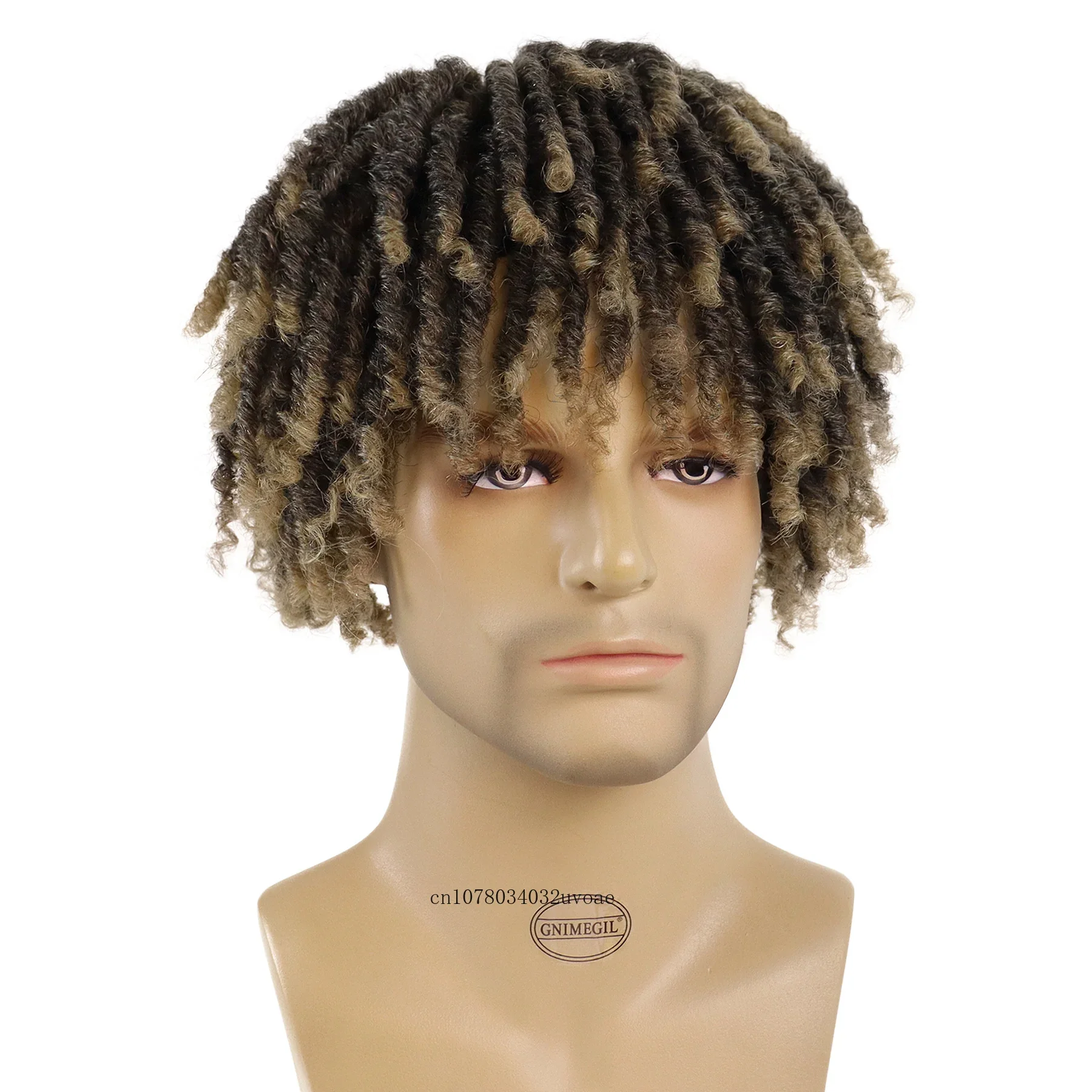 Synthetische 6 inch korte dreadlock pruiken gevlochten halve pruik korte pruiken haarstukken afro pruiken voor mannen zwart, bruin ombre pruik mannelijk