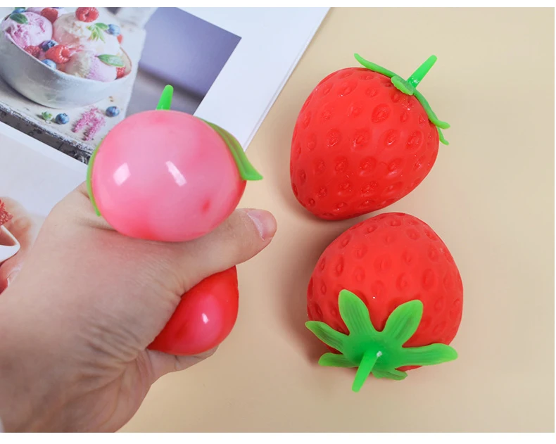 Weiche Erdbeer-Frucht-Squishy-Spielzeuge – Langsam aufsteigendes Stressabbau-Spielzeug für Erwachsene, Quetsch-Anti-Angst-Sensorik-Fidget-Spielzeug – Detail 4