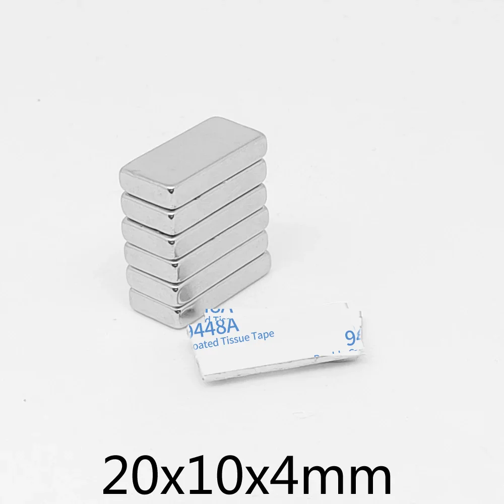 20x10x4 mm Quadrate Rare Earth Neodymium Magnet With 3M Glue Tape 20x10x4mm Strong Powerful Magnets 20*10*4