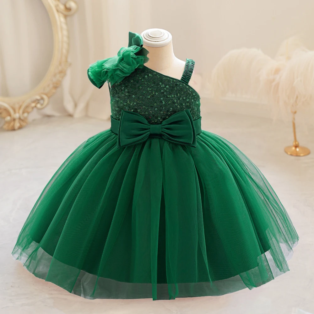 Sequins 1st Birthday Party Baby Dresses Toddler Baptism Tulle Wedding Evening Princess Dress for Girls Flower Christmas Costumes