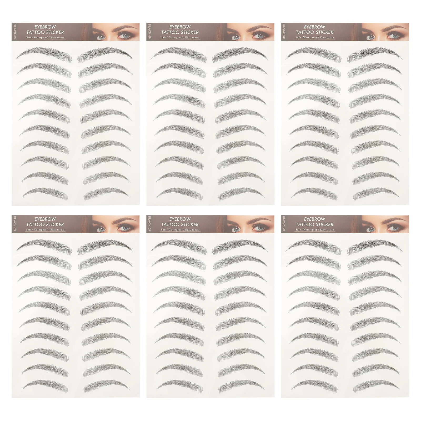 12개 방수 눈썹 스티커 3D 헤어 같은 가짜 눈썹 매끄러운 블렌드 자연스러운 눈썹 강화제 초보자 여성용