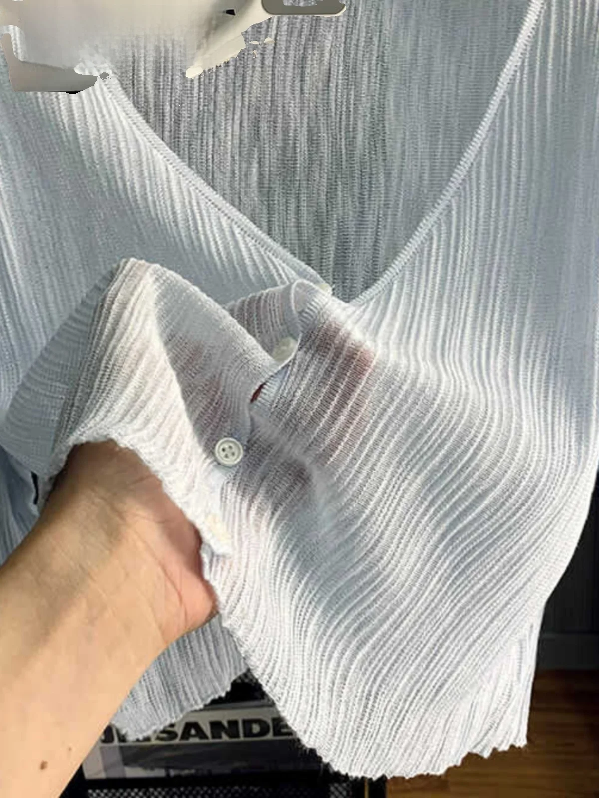 

Pure Color Knitted V-Ne Women's Outerwear Summer Thin Breathable Ice Silk Air Conditioner Base irt Sun Protection awl T...