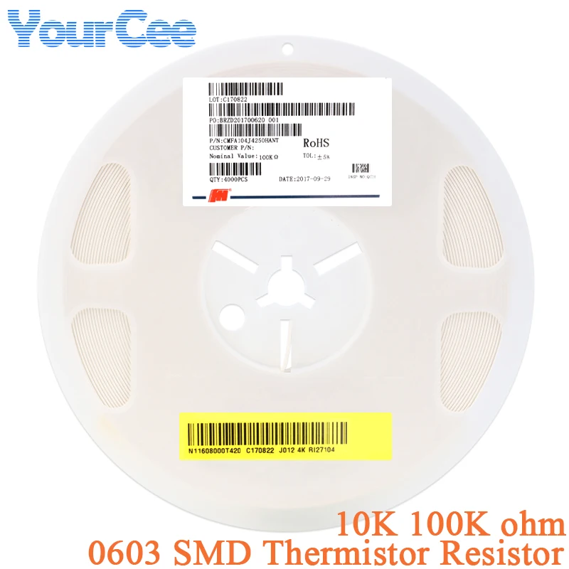 50pcs 0603 SMD Thermal Resistor 10KΩ 100KΩ Ohm  ±5% Resistance