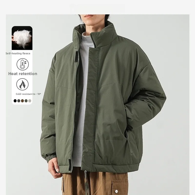 

Men's Thiened Warm Cotton Jaet Stand Collar Loose Fit Winter Coat Military een Casual Sle Youth Faion Autumn Wear
