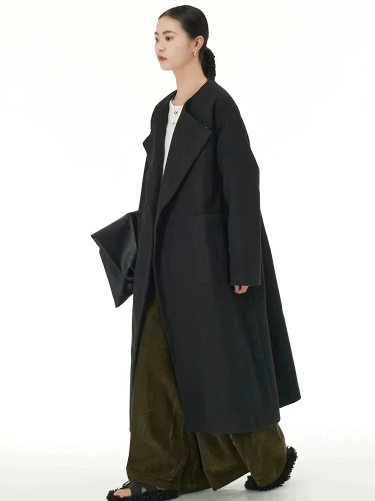 

XITAO Simplicity Casual Women Blends Coat Loose Fashion Solid Color Temperament O-neck Collar Coat 2025 Spring New SMH1014