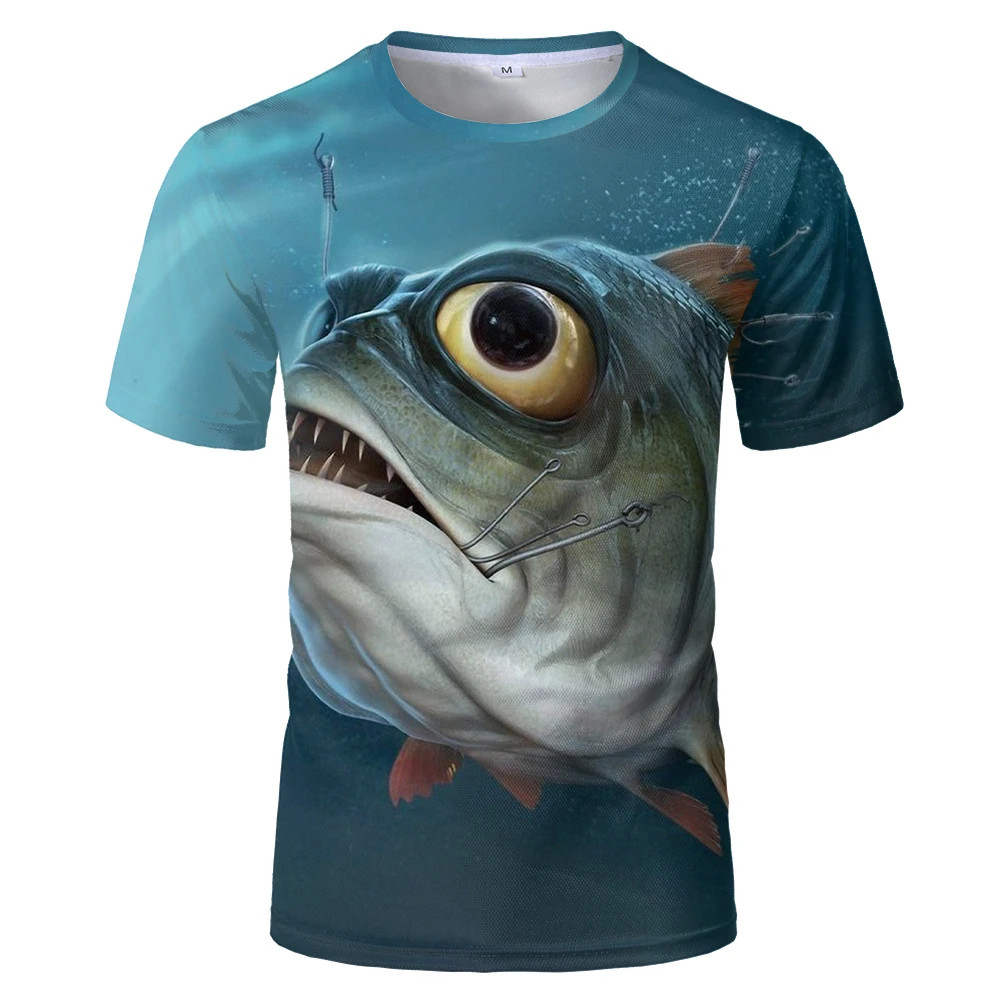 Camiseta de pesca Vintage para hombre, Camiseta holgada informal de manga corta con estampado 3d, sudadera para hombre, ropa superior para deportes