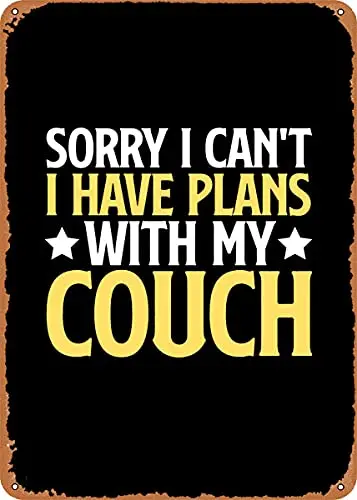 

Lazy Couch Lover Gift Vintage Look Metal Sign Art Prints Retro Gift 8x12 Inch