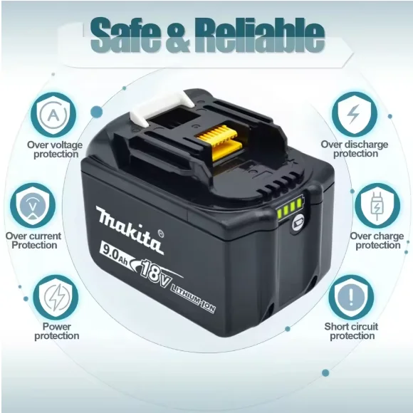 Compatible For Makita 18V 9Ah /6AH Lithium‑Ion Replacement Battery Fit DTW700 DDF487 DTD173 DGA404 HR140D DJV182 Power Tools