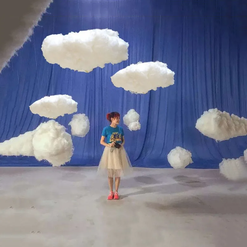 3D simulation white cotton cloud decoration props wedding shop birthday party photography living room DIY white cloud decoration
