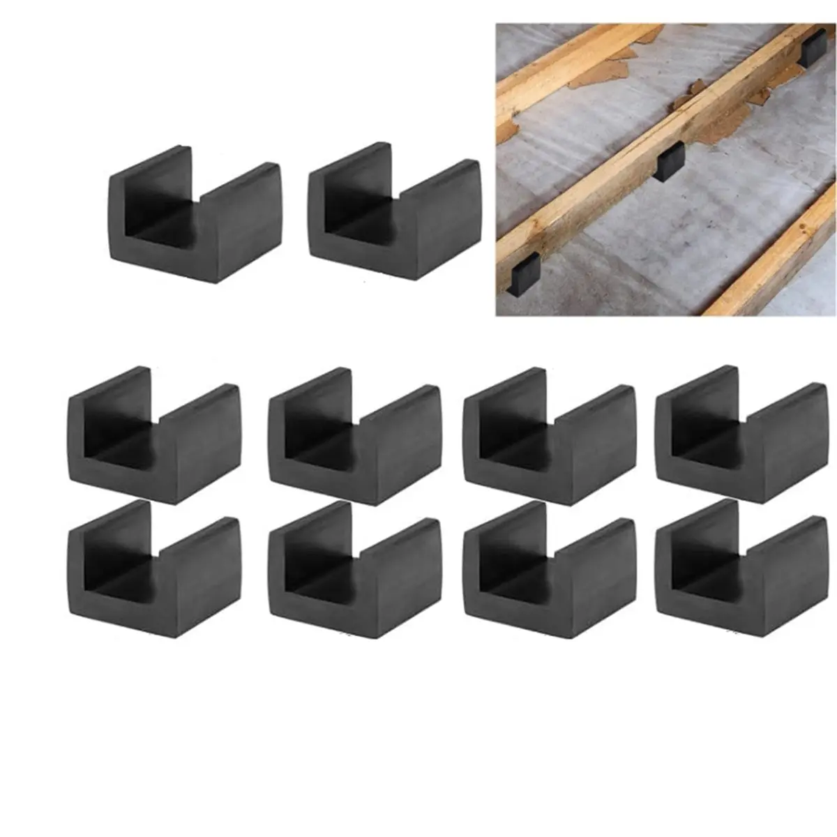 ABFW 10pcs U Boat Floor , Rubber Joist Isolators Floor Decoupler, Sound Isolation Clip for Subfloor Sound Blocking