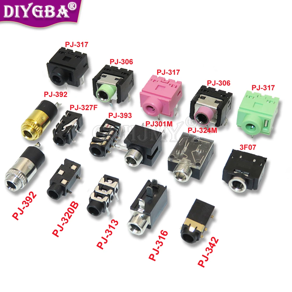 5PCS 3.5MM Audio Connector Stereo Female Socket PJ-392 PJ-327F PJ320B PJ301M PJ-342 PJ-313 PJ-324M PJ-317 PJ-313 PJ-306 PJ-393 