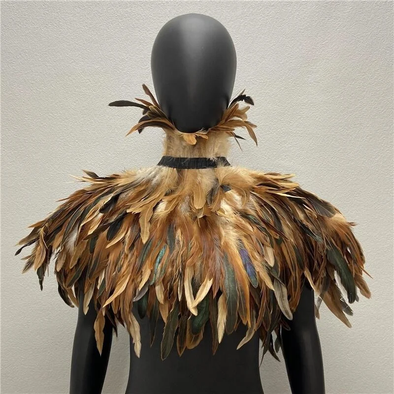 Capa de hombro para mujer, abrigo de fiesta, abrigo gótico Punk de plumas, ropa de baile de graduación, chal de plumas, abrigos de Halloween, chaquetas