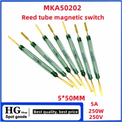 5PCS Original  MKA50202 High Power Reed Switch  Normally Open NO 5*50MM 5A 250W 250V Magnetic contact Switch Induction Sensor