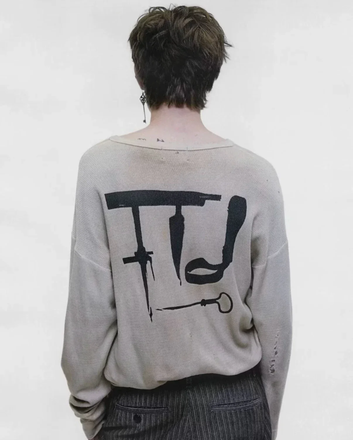 ER/D 26SS Painter's Old Destruction Wash Waffle Long Sleeve T-Shirt