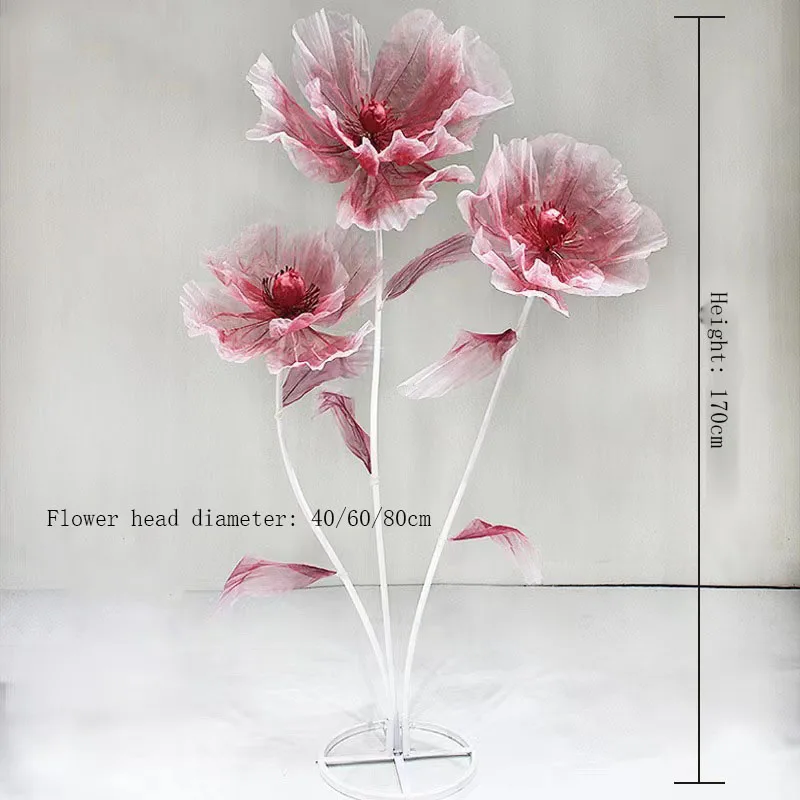 

--for Joyflower Wedding Decoration Stage Indoor Outdoor 3pcs/set Giant Flowers Handmade Silk Artificial Flower For Wedding
