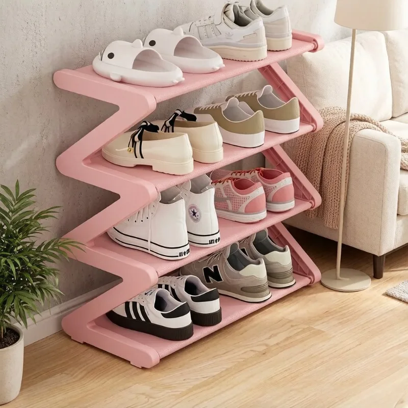4-Tier Z-Shaped Shoe Rack, Floor Standing Shoe Storage Organizer for Entryway, Living Room & Bedroom