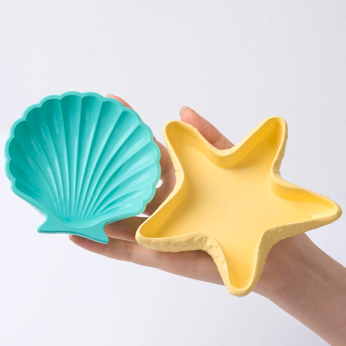 DIY Concrete Starfish Starage Tray Silicone Mold Candle Holder Plaster Molds Shell Conch Resin Flowerpot Craft Making Home Decor