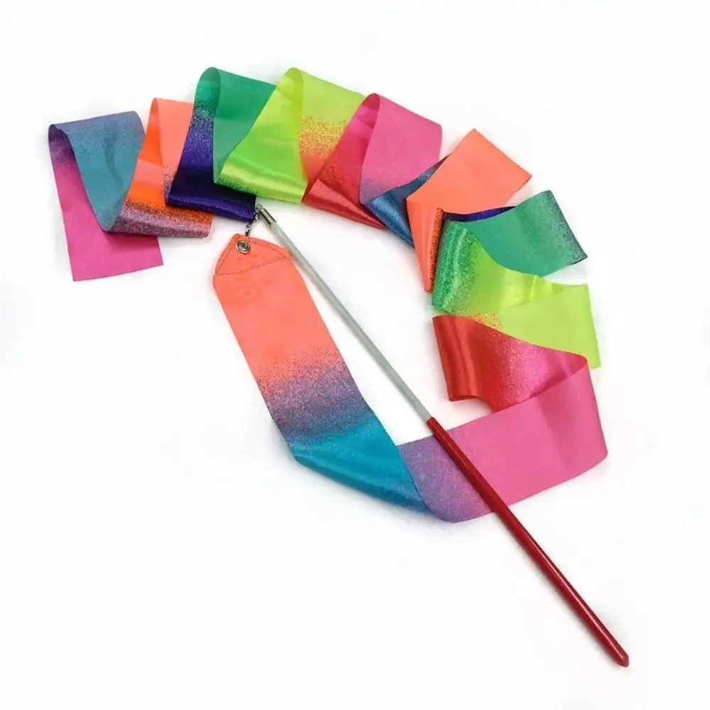 Twirling Rod Gymnastics Ribbons Gradient Colors Professional Ballet Streamer Colorful 2m 4m Dance Ribbon Art Dances