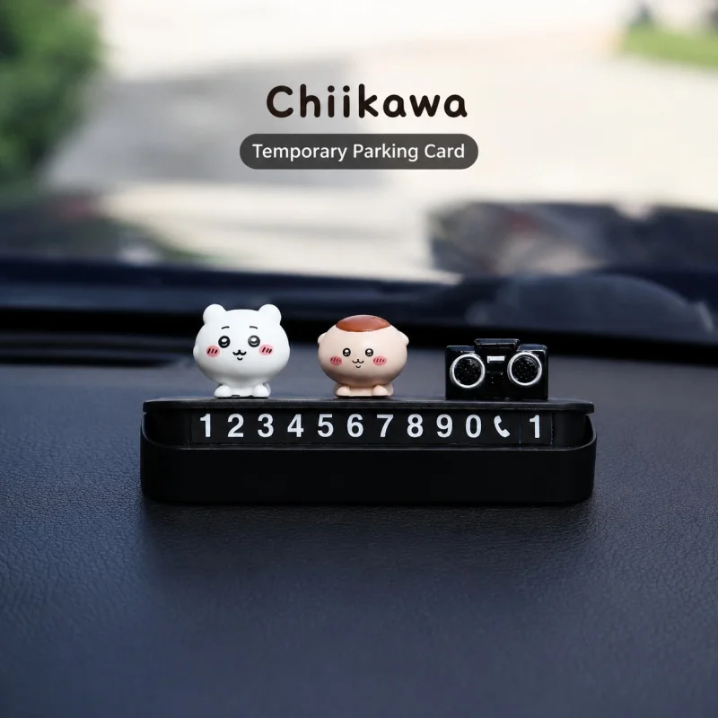 Anime Chiikawa Hachiware Car Parking Phone Number Card Magnetic Contact Display Temporary Parking Sign Dashboard Ornament Auto - view 5