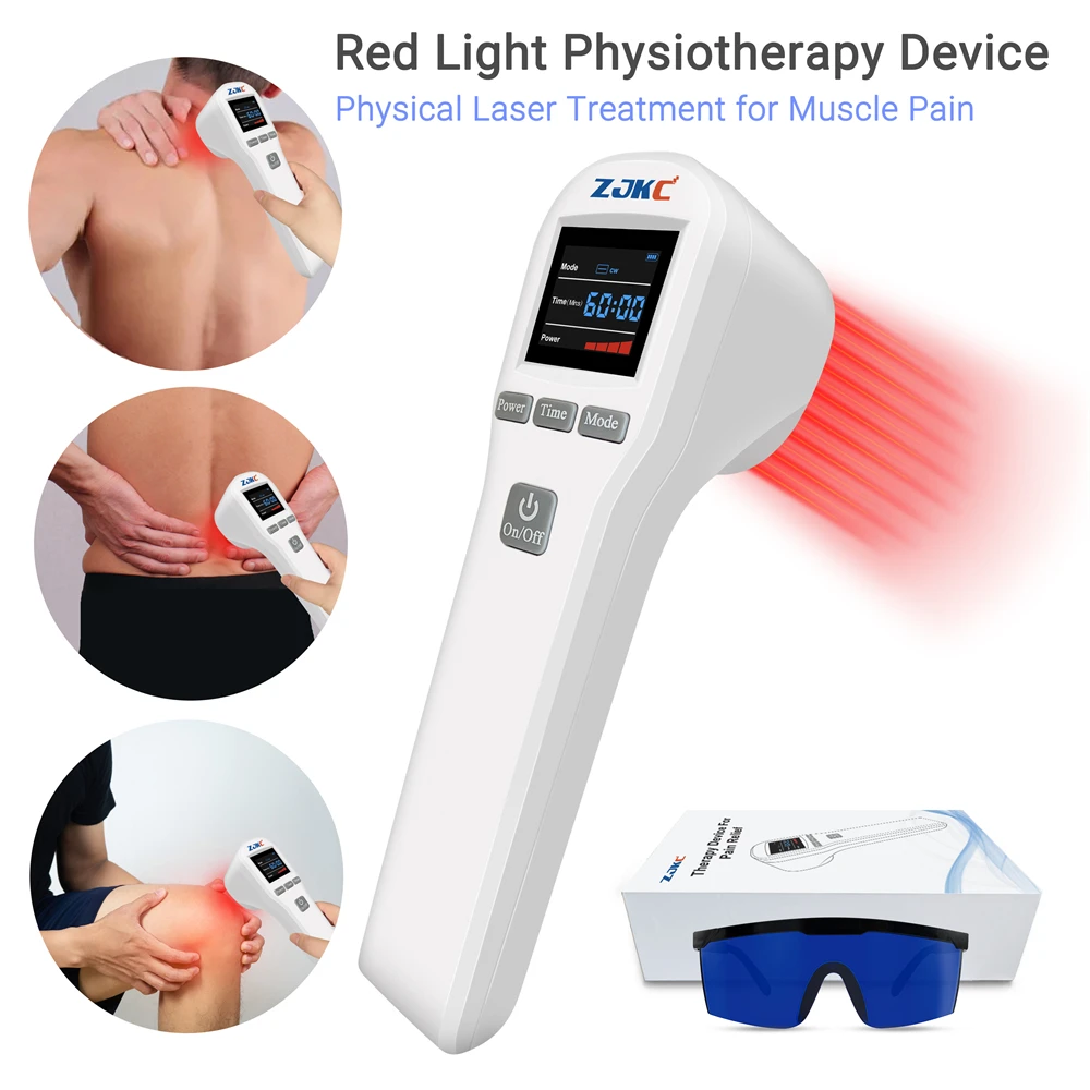 ZJKC Portable Cold Laser Therapy Machine 650nmx16+808nmx4 Laser Healing Treatment for Wound Injuries Acute and Chronic Pain