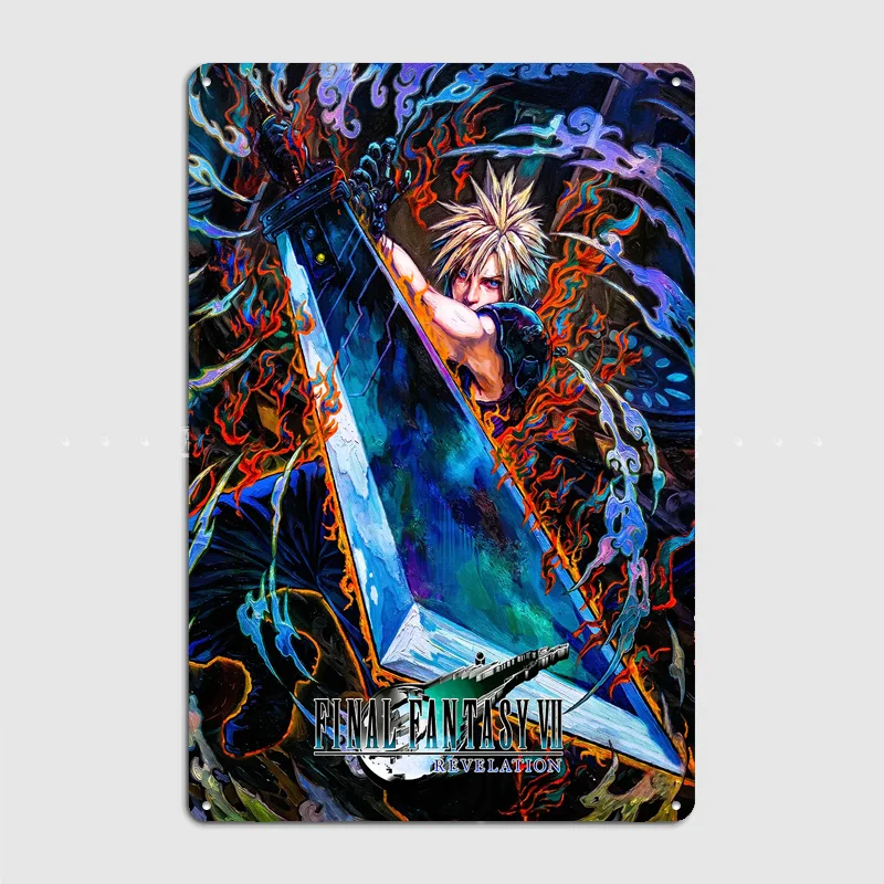 Cloud Strife Final Fantasy Revelation Poster Metal Tin Sign Indoor Outdoor Home Decor Bar Custom Posters Wall Room Decorations